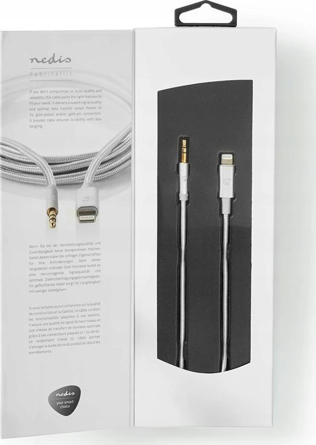 Nedis žaibo adapteris | Apple Lightning 8 pin | 3,5 mm kištukas | Paauksuotas | apvalus | Nailonas | Pakuotė su peržiūros langeliu
