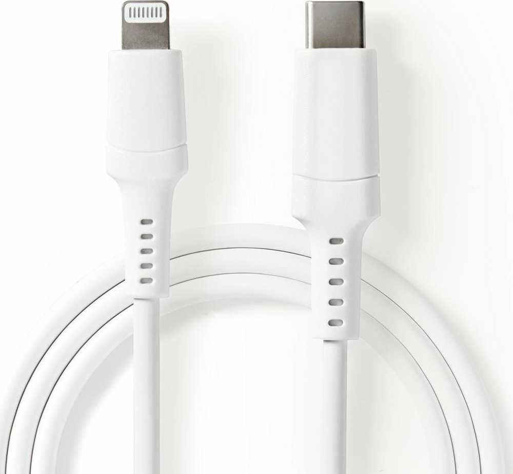 USB kabelis Nedis Lightning - USB-C 1 m, baltas (CCGW39650WT10)