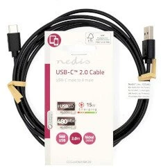Kabelis USB Nedis USB 2.0 2 m USB A USB C 0,48 Gbit/s 2,5 W juoda (CCGL60601BK20)