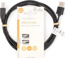 Nedis Kabelis spausdintuvui USB 2.0 A kištukas - USB B kištukas 480Mbps 2m, juodas