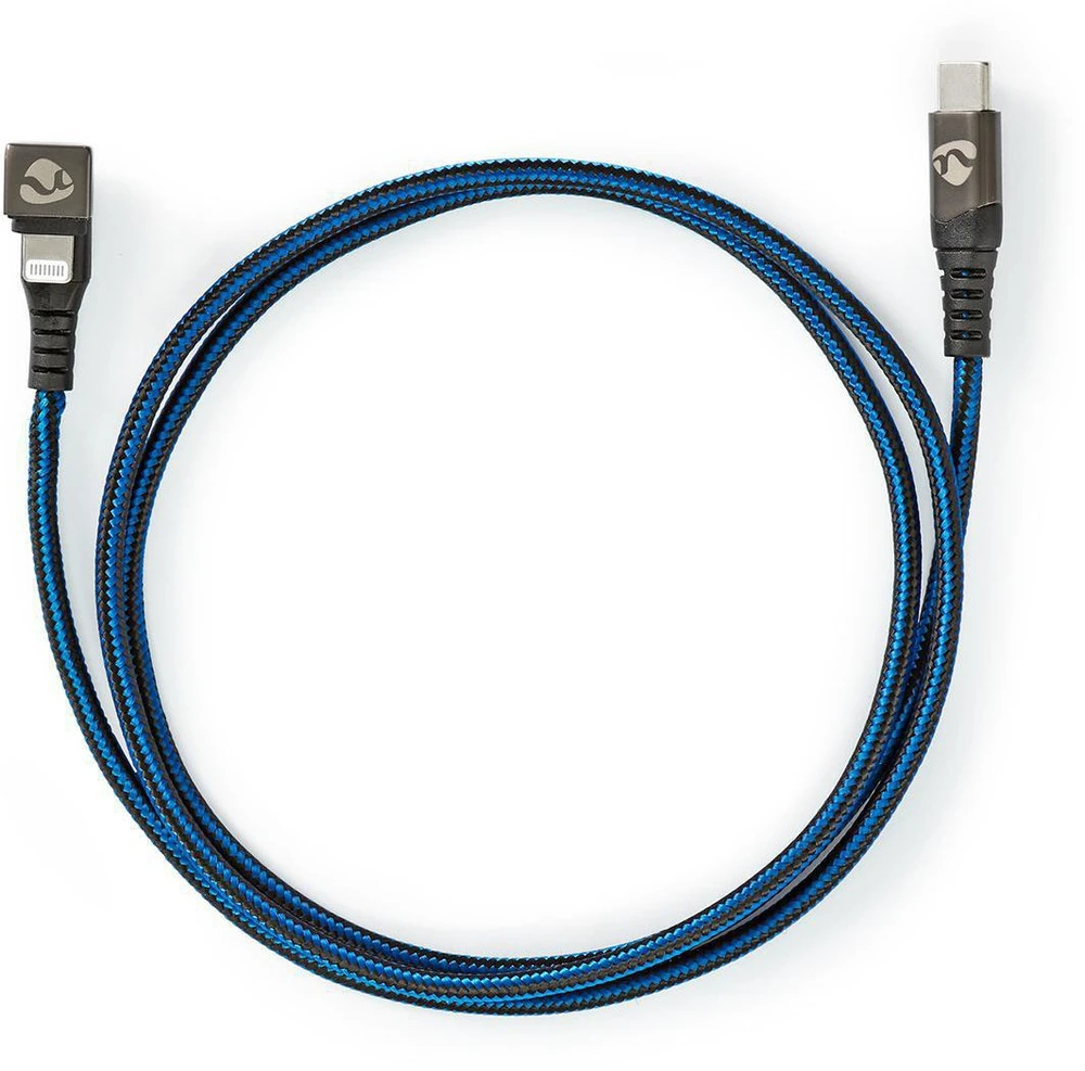 NEDIS USB laidas USB 2.0 | Apple Lightning 8 pin | USB-C™ jungtis | 60W | 480Mbps | Nikeliuotas | 1,00 m | apvalus | Pintas / nailonas | Mėlyna/Juoda