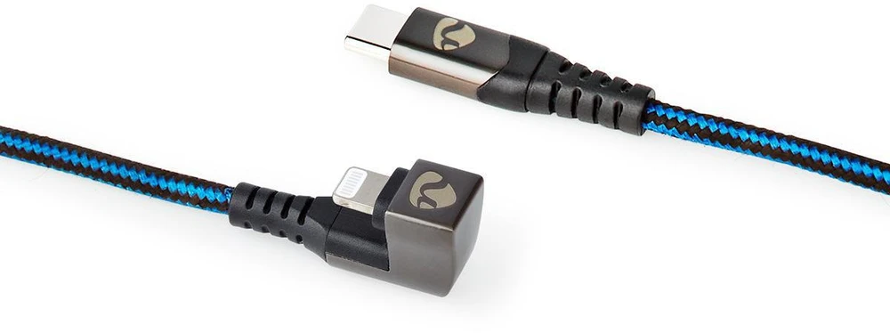 NEDIS USB laidas USB 2.0 | Apple Lightning 8 pin | USB-C™ jungtis | 60W | 480Mbps | Nikeliuotas | 1,00 m | apvalus | Pintas / nailonas | Mėlyna/Juoda