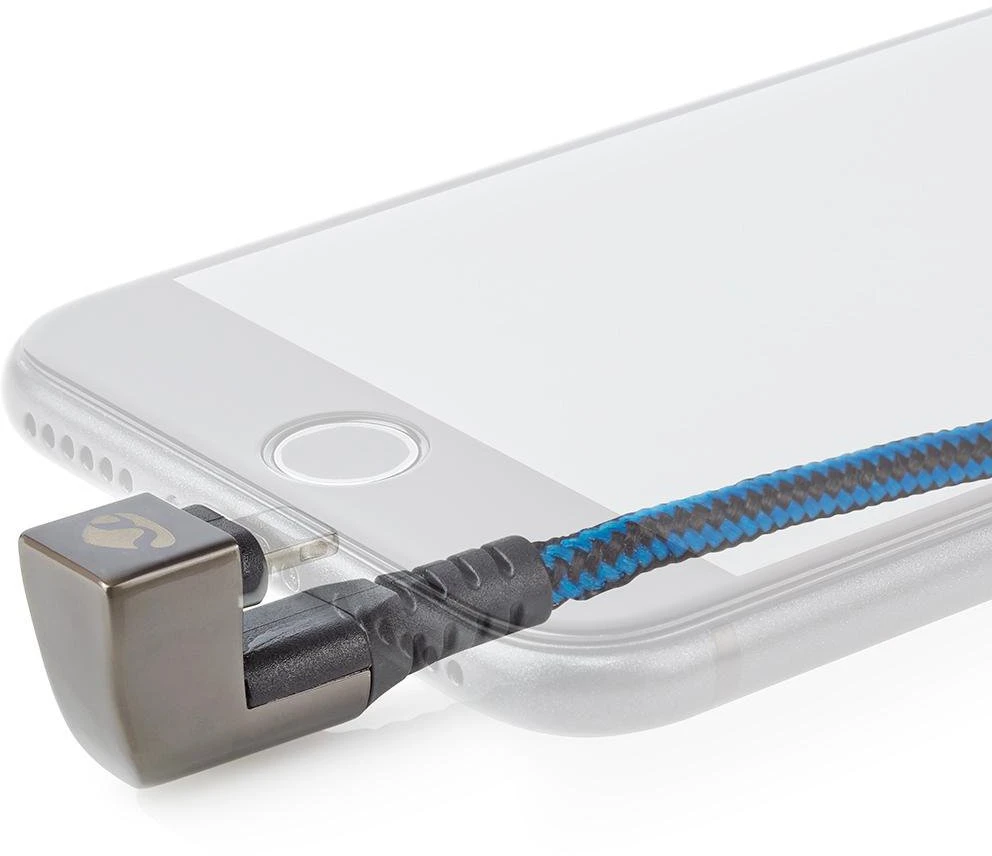 NEDIS USB laidas USB 2.0 | Apple Lightning 8 pin | USB-C™ jungtis | 60W | 480Mbps | Nikeliuotas | 1,00 m | apvalus | Pintas / nailonas | Mėlyna/Juoda