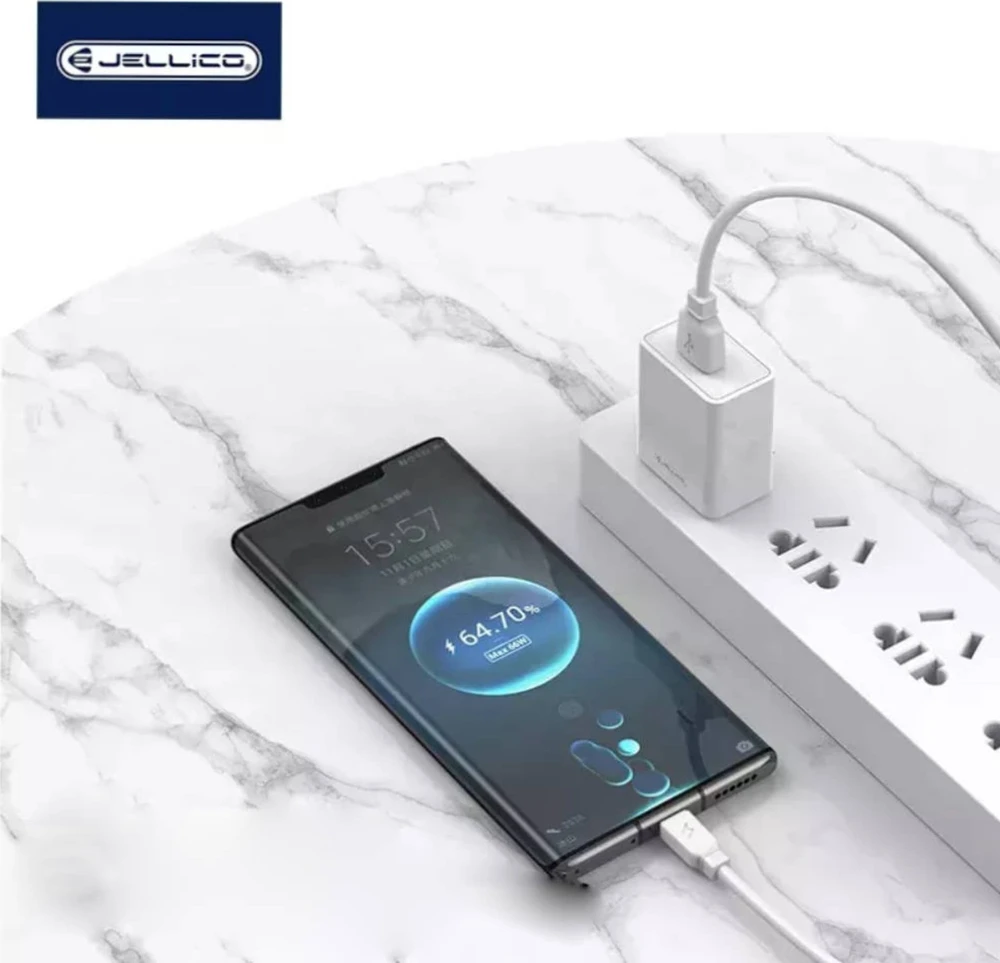 Jellico B15 Izturīgs-Mīksts Universāls USB-C uz USB Datu & Ātrās Uzlādes 3.1A kabelis 1m