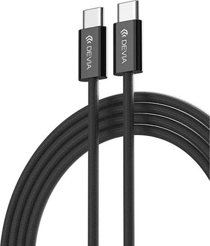 DEVIA EC325 USB-C to USB-C 60W 3A Data Kabelisis 1M Juodos spalvos
