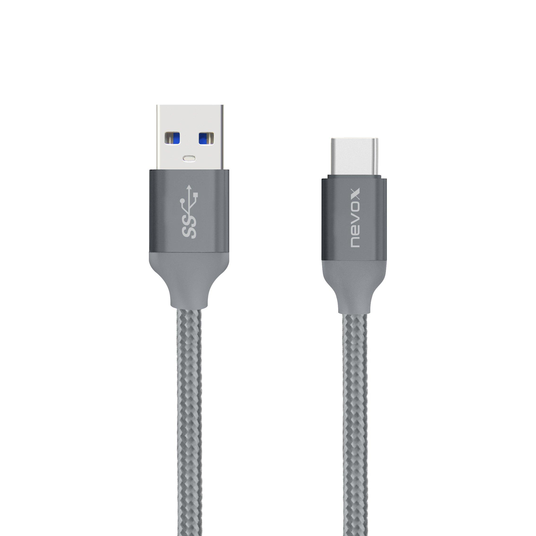 Kabelis USB Nevox USB-A - USB-C 1 m Pilka (1457)