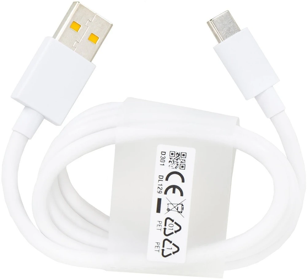 DL129 OPPO USB-C duomenų kabelis Greitas įkrovimas 65W 1m Baltas (masinis)