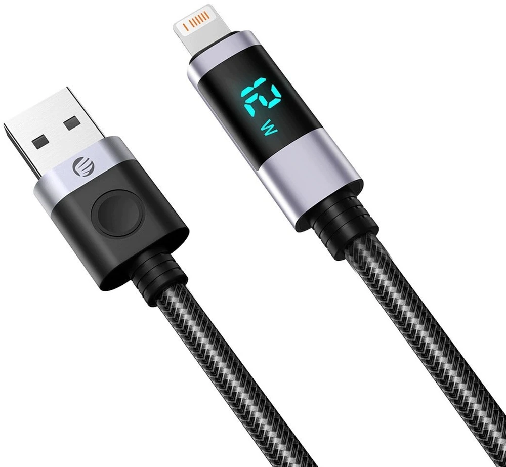 Orico LDA2L USB-A to Lightning Cable 12W with LED Ekranas 0.5m - Juodas and Sidabrinis