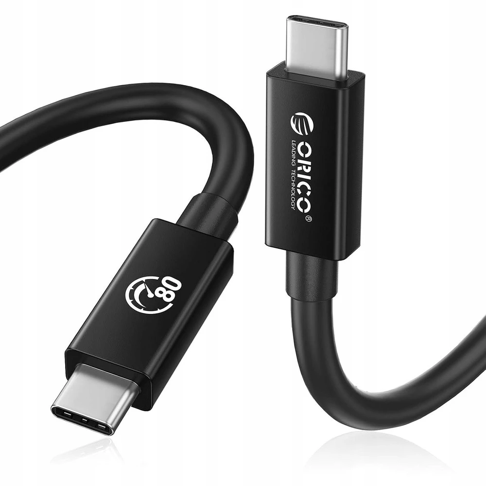 Orico Thunderbolt 5 USB-C kabelis 80Gbps, 240W, 8K@60Hz, 1.5m, juodas