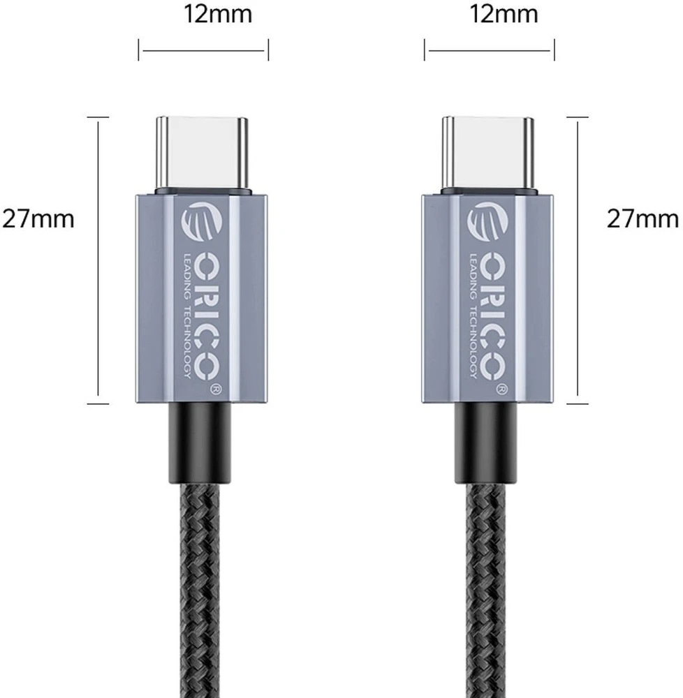 USB laidas Orico USB-C įkrovimui 60W, 1m, pilkas (GQA60-10-BK-BP)