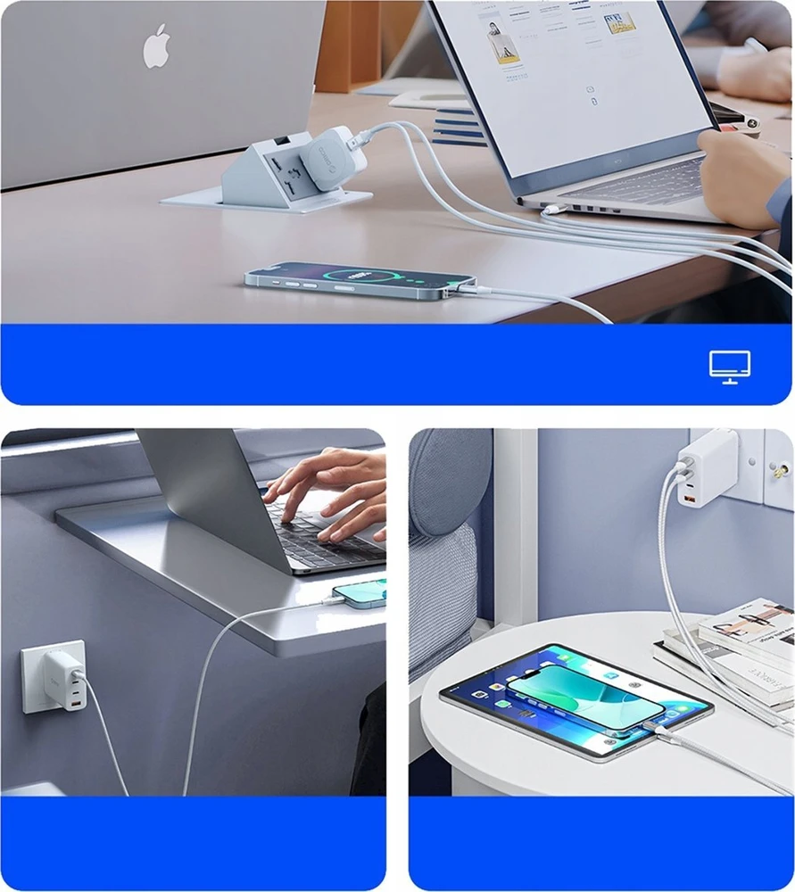 Orico CDX 100W 5A maitinimo šaltinis USB-C – USB-C 1m kabelis – baltos spalvos