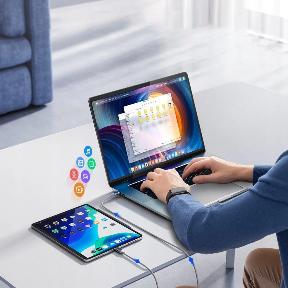 Orico CDX 100W 5A maitinimo šaltinis USB-C – USB-C 1m kabelis – baltos spalvos
