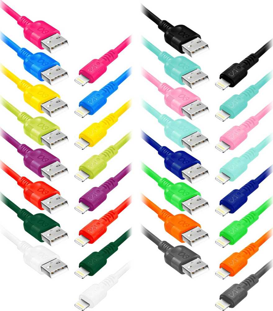 Orno EXC Mobile USB - Lightning WHIPPY laidas, 0,9 m, 2,4 A, greitas įkrovimas, spalvų mišinys