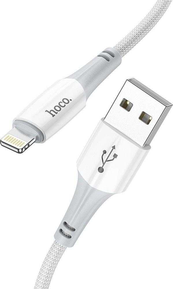 Hoco PTC kabelis USB A vyriškas - iPhone Lightning 8 kontaktų 2,4A Ferry X70 1m baltas