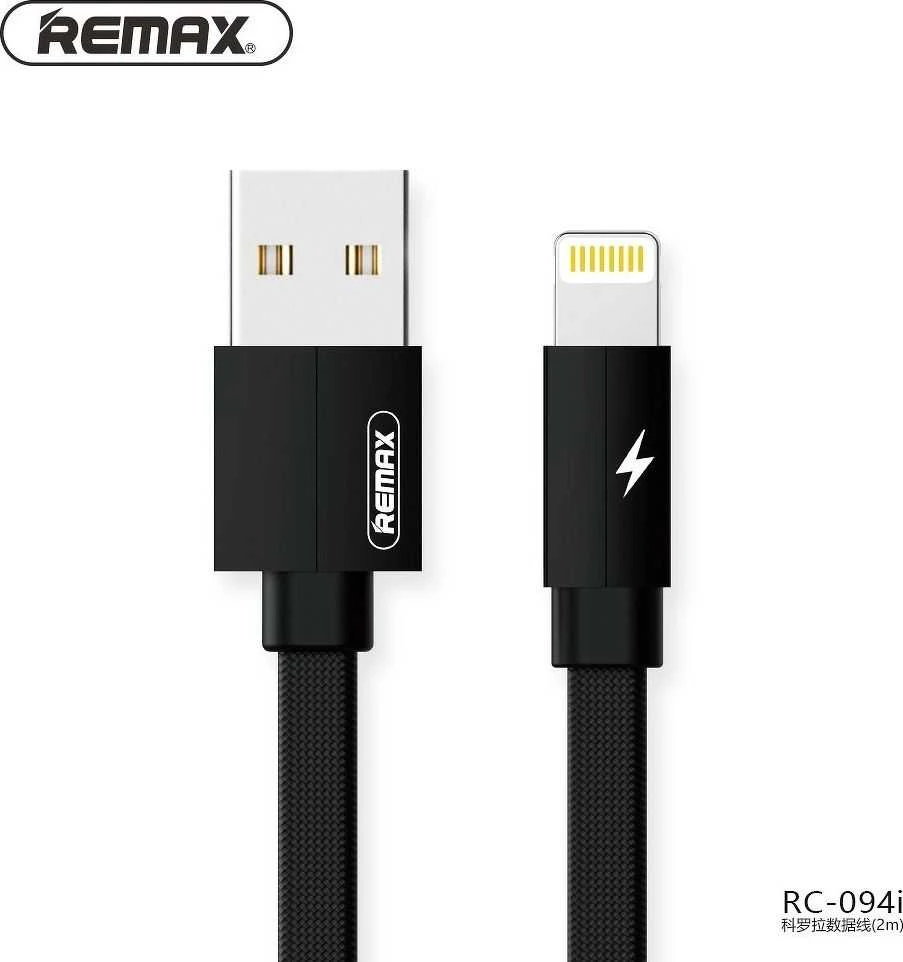 Remax Kerolla USB - Lightning kabelis 2m - Juodas