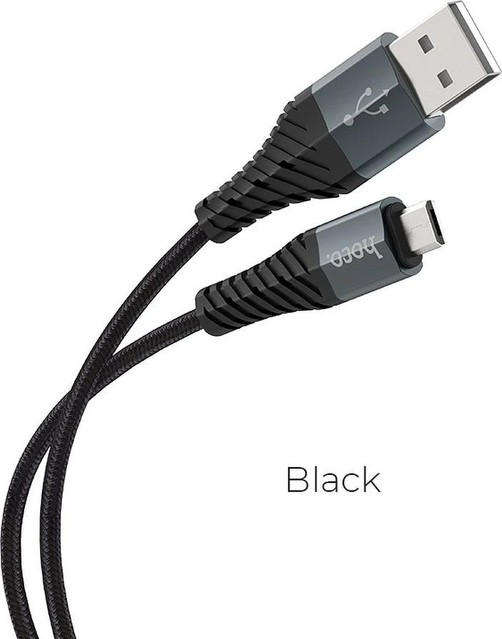 Cable USB A to Micro USB Hoco 2,4A 1 m X38 juodas