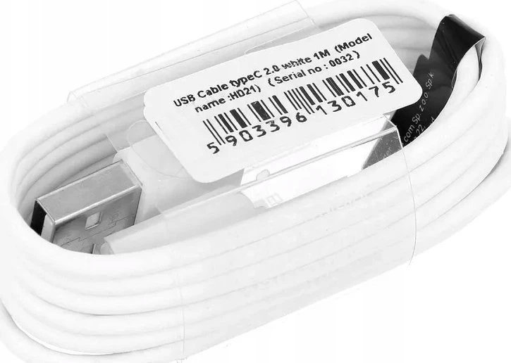OEM kabelis USB A į C tipo 2.0 HD21 1A 1 m baltas
