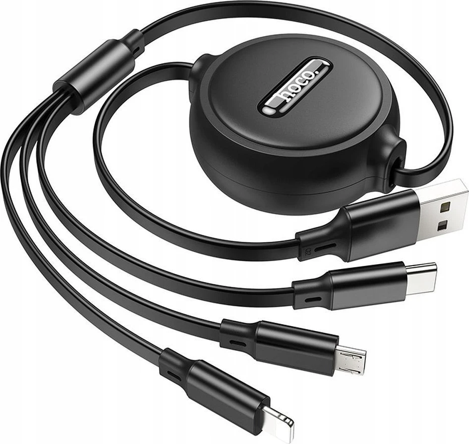 Laidas 3in1 USB A į Lightning / Micro USB / USB C Hoco 2A 1 m X75 juodas