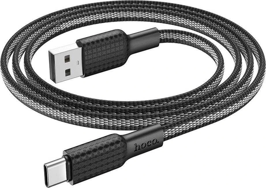 PTC HOCO Cable USB A Male to Type-C Male, 3A, Jeager, Juodai/ baltas, 1.0m, X69,