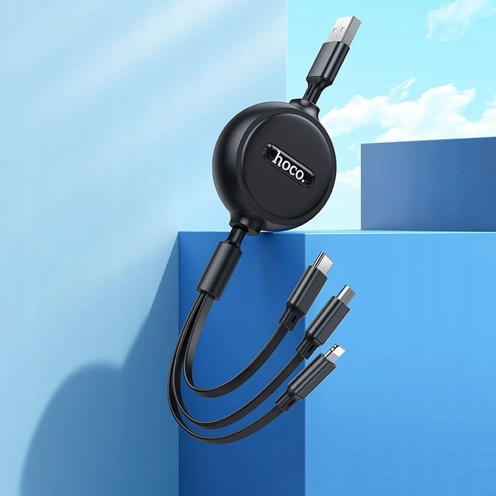 Laidas 3in1 USB A į Lightning / Micro USB / USB C Hoco 2A 1 m X75 juodas