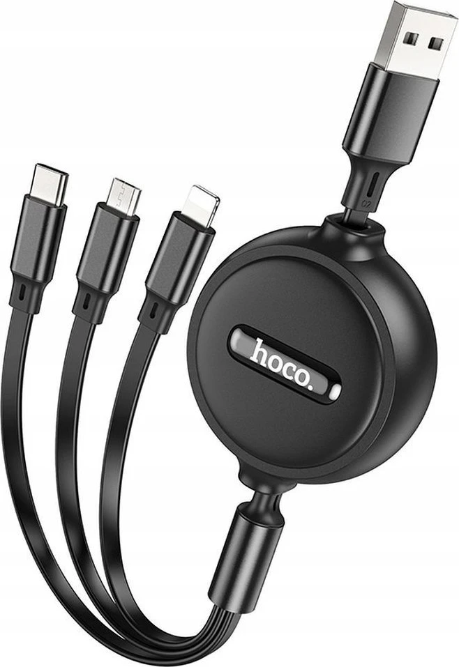 Laidas 3in1 USB A į Lightning / Micro USB / USB C Hoco 2A 1 m X75 juodas