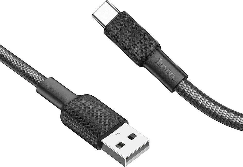PTC HOCO Cable USB A Male to Type-C Male, 3A, Jeager, Juodai/ baltas, 1.0m, X69,