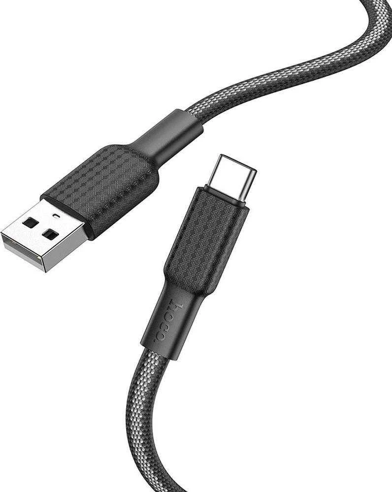PTC HOCO Cable USB A Male to Type-C Male, 3A, Jeager, Juodai/ baltas, 1.0m, X69,