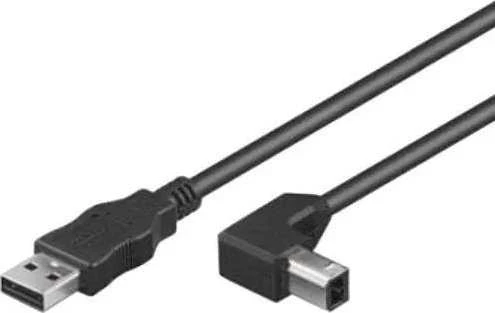PREMIUMCORD USB 2.0 A-B jungiamasis laidas 3 m - sulenkta B jungtis 90°