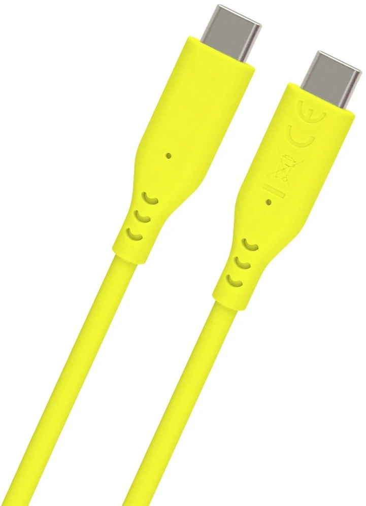 PREMIUMCORD USB-C–USB-C laidas, 60 W, 480 Mbps, silikoninis, geltonas, 1,5 m