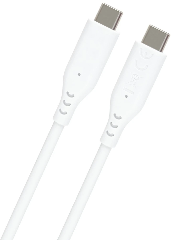 PREMIUMCORD USB-C–USB-C laidas, 60 W, 480 Mbps, silikoninis, baltas, 1,5 m