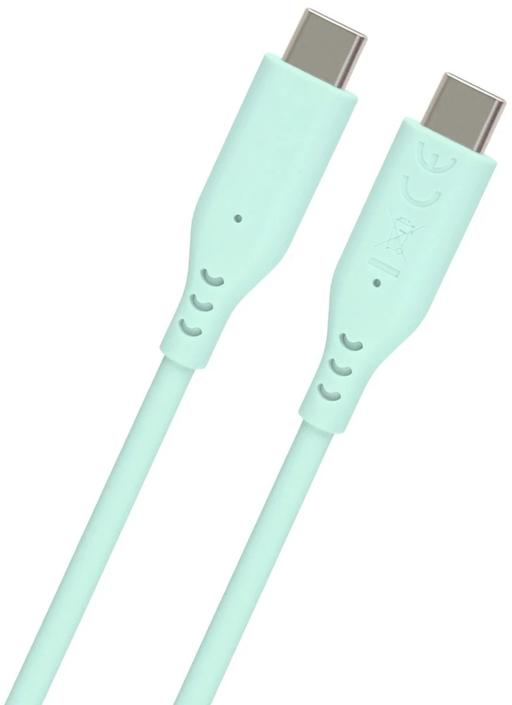 PREMIUMCORD USB-C–USB-C laidas, 60 W, 480 Mbps, silikoninis, turkio spalvos, 1,5 m