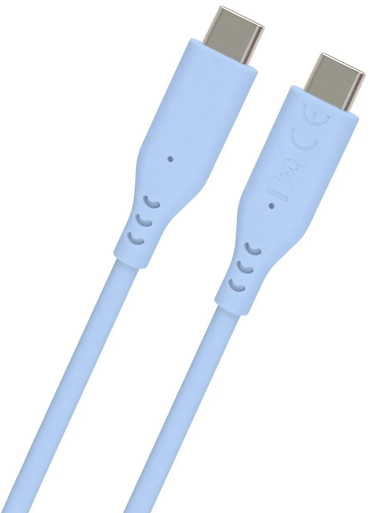 PREMIUMCORD USB-C–USB-C laidas, 60 W, 480 Mbps, silikoninis, mėlynas, 1,5 m