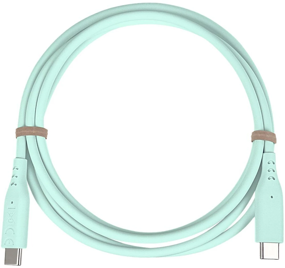 PREMIUMCORD USB-C–USB-C laidas, 60 W, 480 Mbps, silikoninis, turkio spalvos, 1,5 m