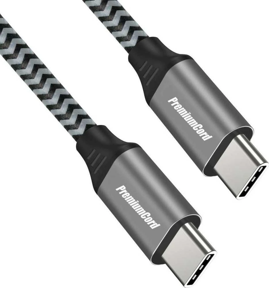 PREMIUMCORD kabelis USB-C M/M, 100W 20V/5A 480Mbps medvilnės pynė, 1m