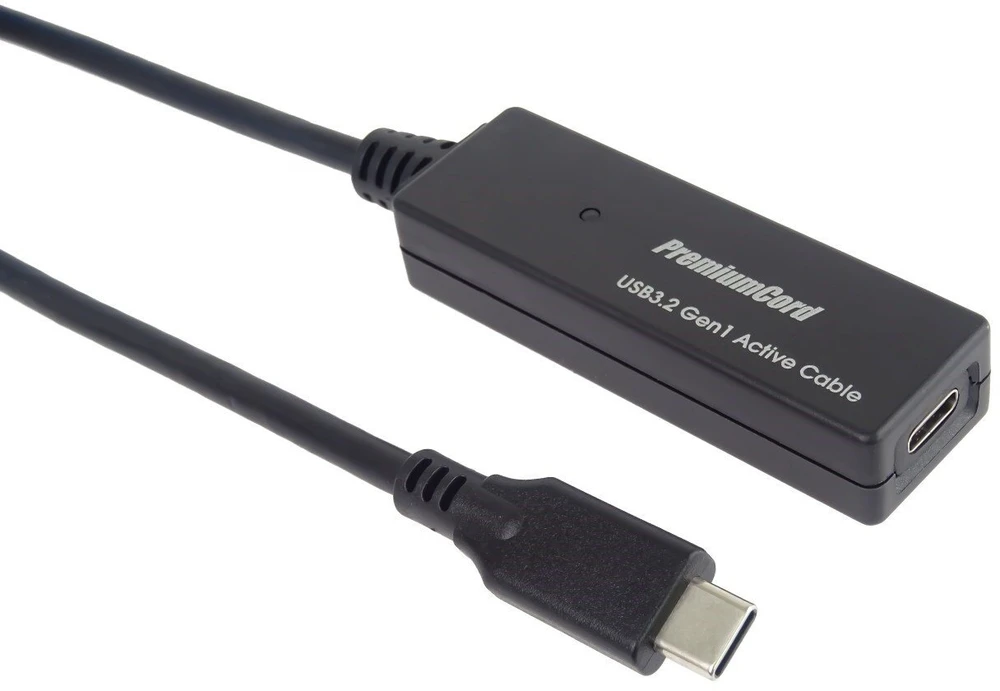 PREMIUMCORD USB-C kartotuvas ir ilgintuvas vyriškas-moteris, 5Gbps 5m
