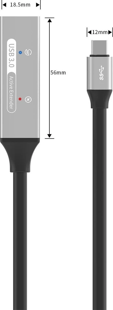 PREMIUMCORD USB-C kartotuvas ir ilgintuvas vyriškas-moteris, 5Gbps Aliuminis 10m