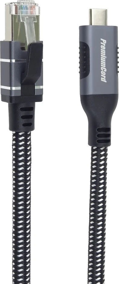 PremiumCord Ethernet kabelis USB-C -> LAN RJ45 10/100/1000 MBIT ilgis 1m