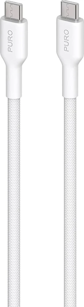 PURO Fabric - tvirtas pintas USB-C į USB-C kabelis 1,2 m baltas
