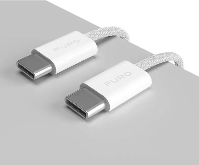 Kabelis Puro Braided USB-C/USB-C 60W, 1,5 m, baltas