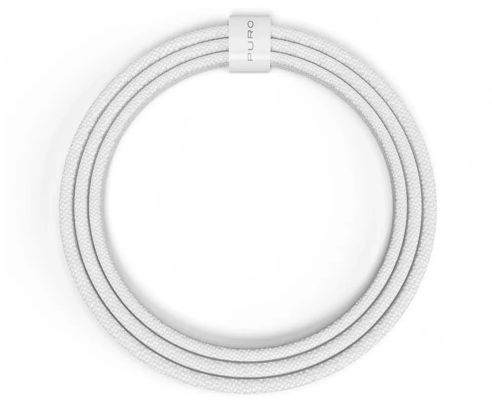 Kabelis Puro Braided USB-C/USB-C 60W, 1,5 m, baltas