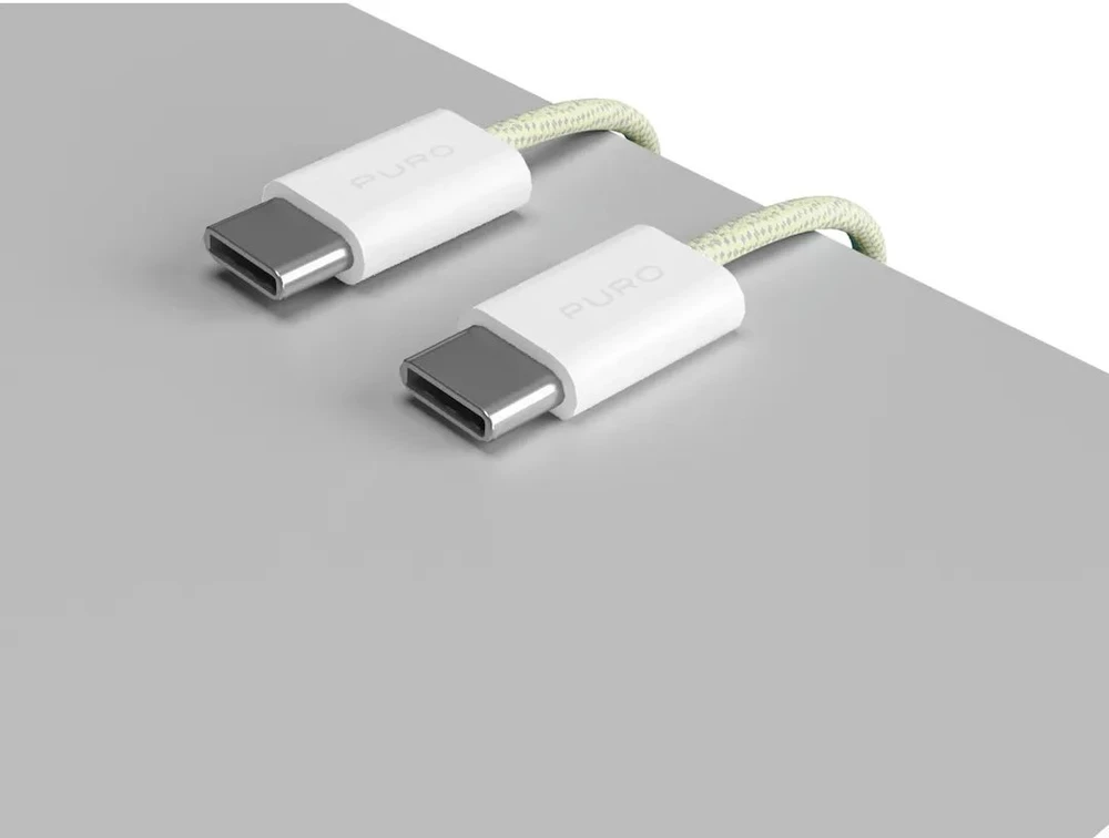 Kabelis „Puro Braided USB-C“ / „USB-C“ 60 W, 1,5 m, geltonas