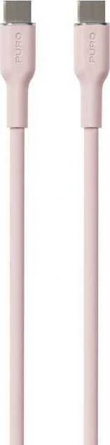 PURO ICON Soft Cable - Kabelis USB-C do USB-C 1.5 m Dusty Rožinė