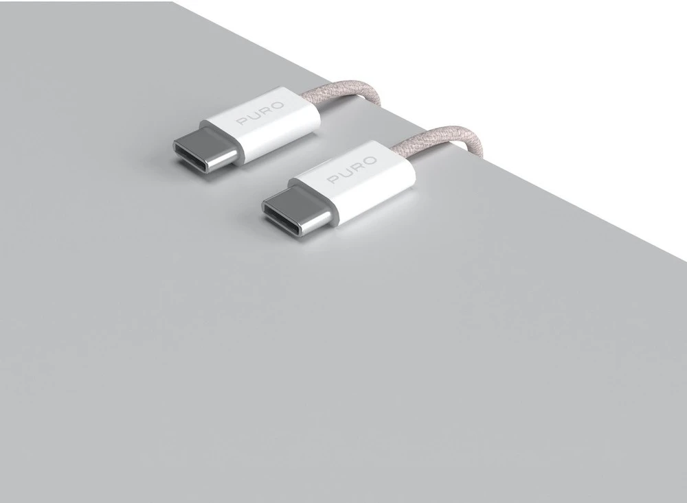 Kabelis Puro braided USB-C / USB-C 60 W, 1,5 m, rožinis