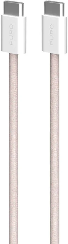 Kabelis Puro braided USB-C / USB-C 60 W, 1,5 m, rožinis