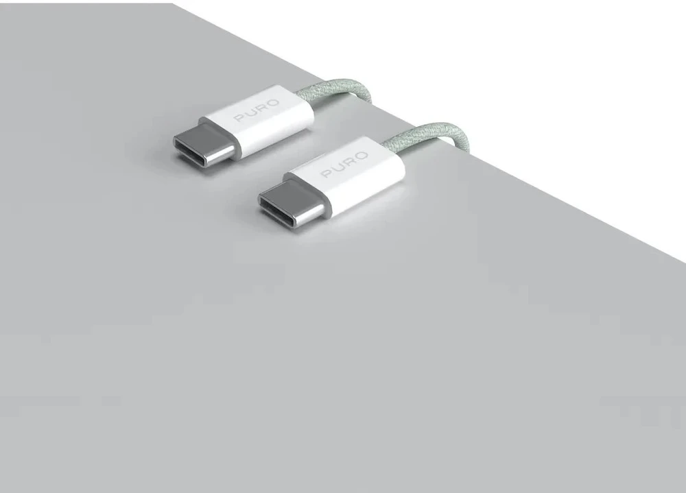 Kabelis Puro Braided USB-C/USB-C 60W, 1,5 m, žalias