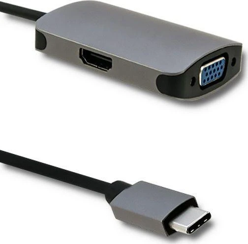 Qoltec USB adapteris Type C male / HDMI Female | VGA Moteris