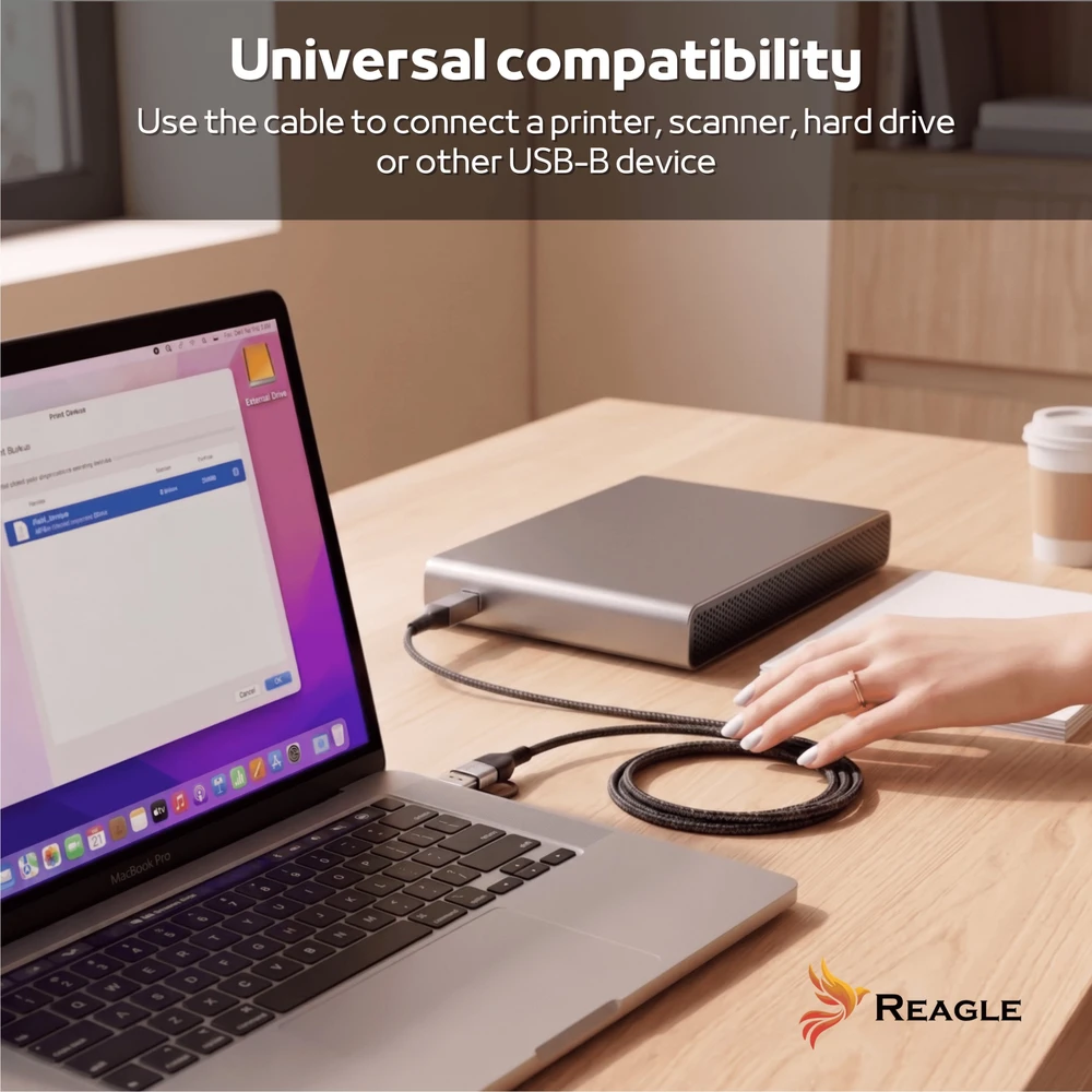 USB laidas Reagle USB laidas spausdintuvui, skaitytuvui, diskams 2 viename USB-A - USB-B HP CANON USB-C 3.0 50 cm REAGLE