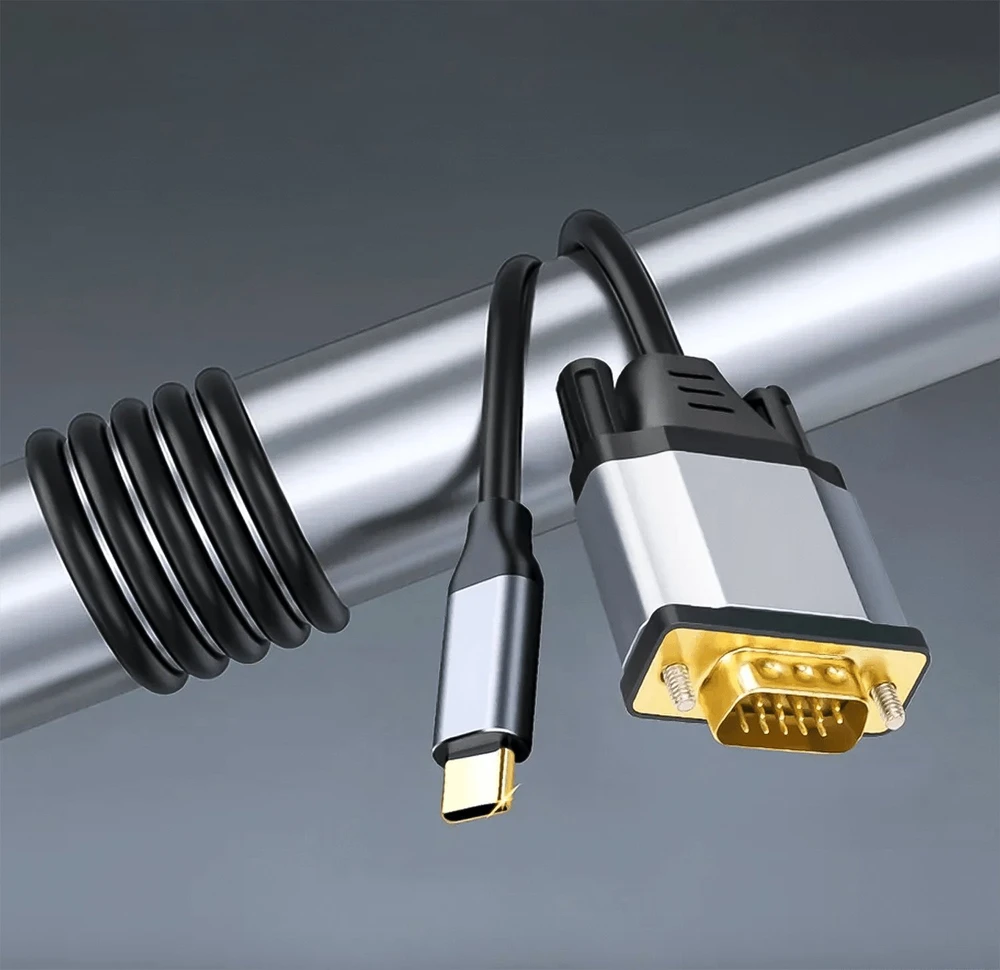 Kabelis USB Reagle USB-C - D-Sub (VGA) 1.8 m Juodas