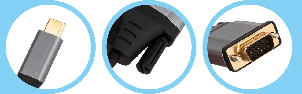Kabelis USB Reagle USB-C - D-Sub (VGA) 1.8 m Juodas