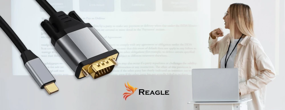 Kabelis USB Reagle USB-C - D-Sub (VGA) 1.8 m Juodas